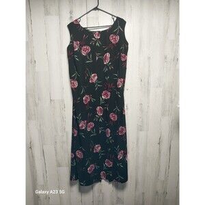 Laura Scott Woman Black Floral Sleeveless Dress 24W NWT